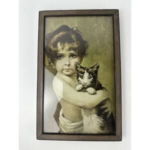 The Darling By Bruno Piglhein Cat Hand-Colored Lithograph circa 1900 B-145